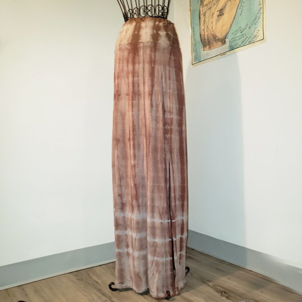 SOLD Yogi Bodycon Hippie Maxi Skirt Mocha Latte Tye Dye Maxi Skirt Stretchy SOFT